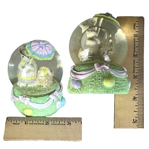 Snow Globe Vintage Easter Bunny Umbrella Spring Water Glitter Globe Pastel 1990 - Picture 3 of 15